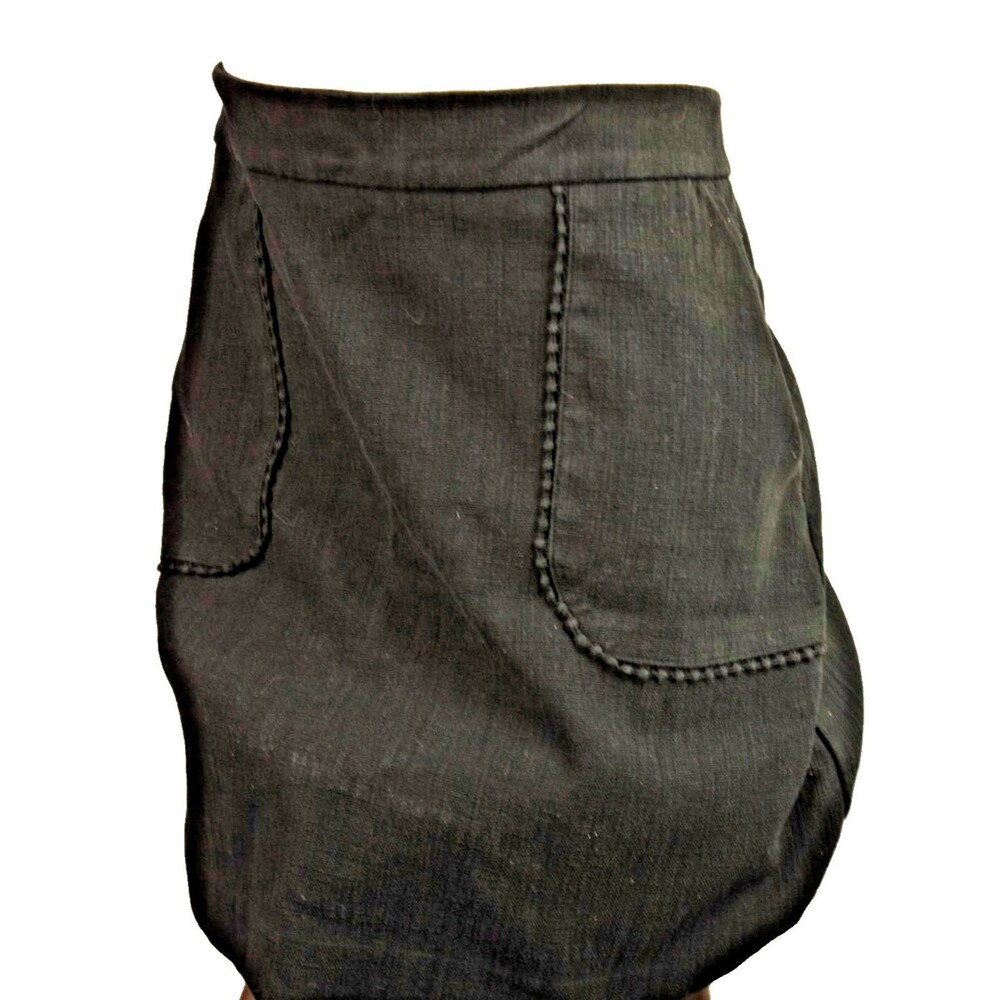 Ann Taylor Loft Skirt Women's Sz 8 Black Lightweight Denim Scalloped Pockets